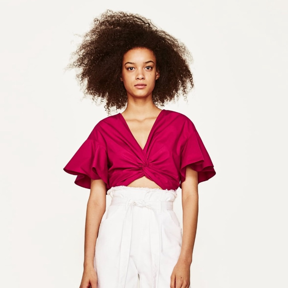 ZARA Knotted Fuchsia Top ❤️💕